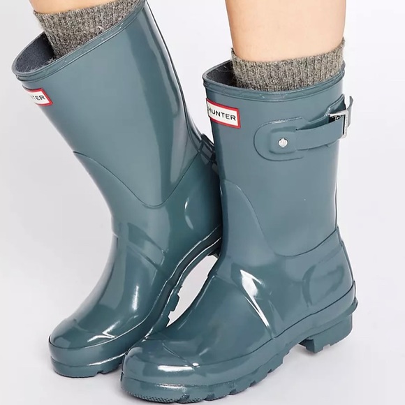 HUNTER original gloss short wellingtons gray 7